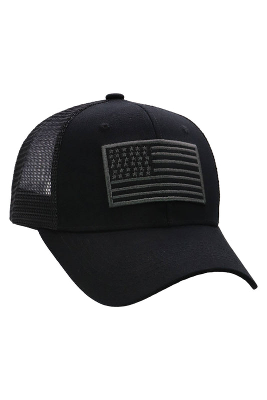 American Flag Patch Cotton Trucker Hat