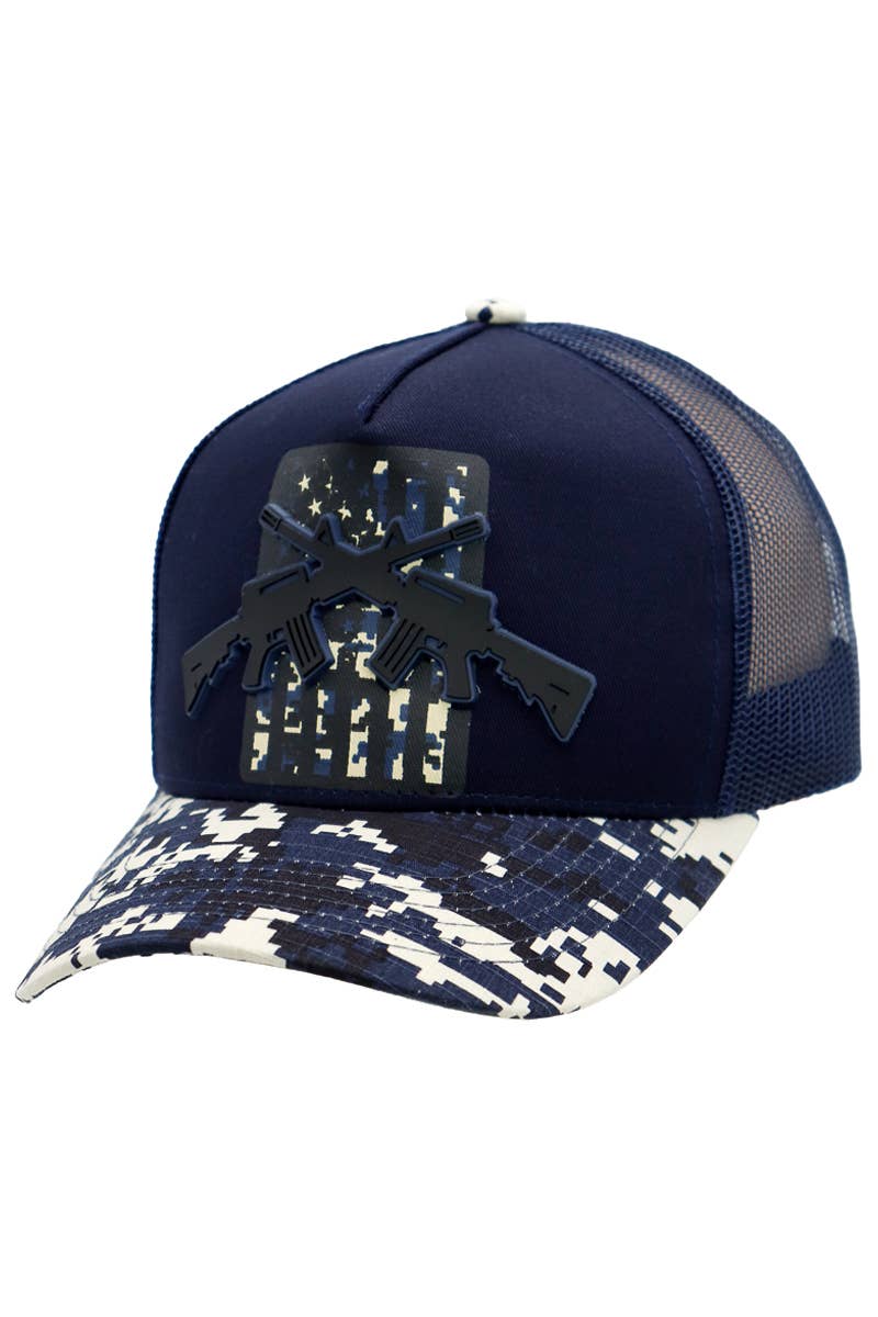 Cross Rifle American Flag Digital Camo Trucker Hat