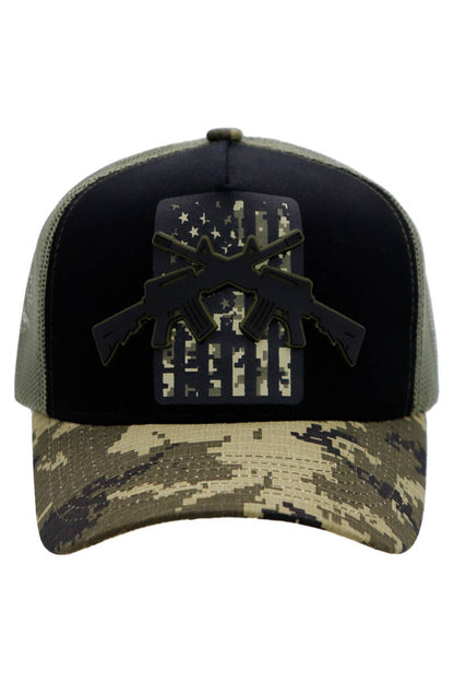 Cross Rifle American Flag Digital Camo Trucker Hat