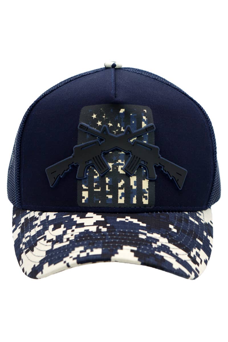 Cross Rifle American Flag Digital Camo Trucker Hat