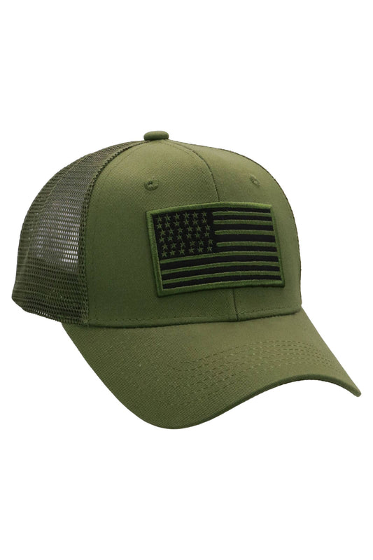American Flag Patch Cotton Trucker Hat