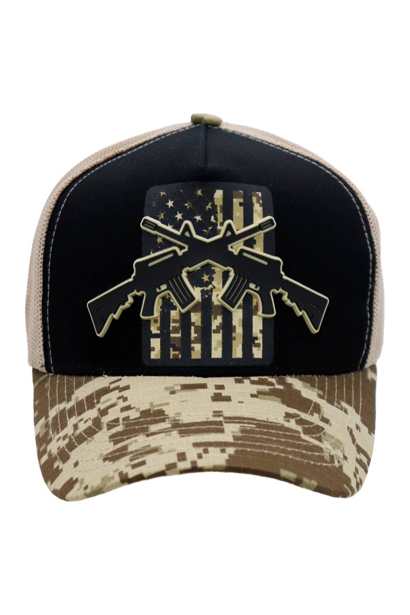 Cross Rifle American Flag Digital Camo Trucker Hat
