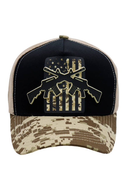 Cross Rifle American Flag Digital Camo Trucker Hat