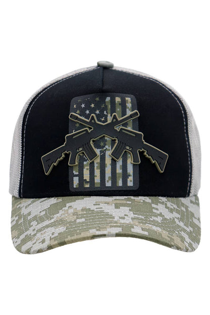 Cross Rifle American Flag Digital Camo Trucker Hat